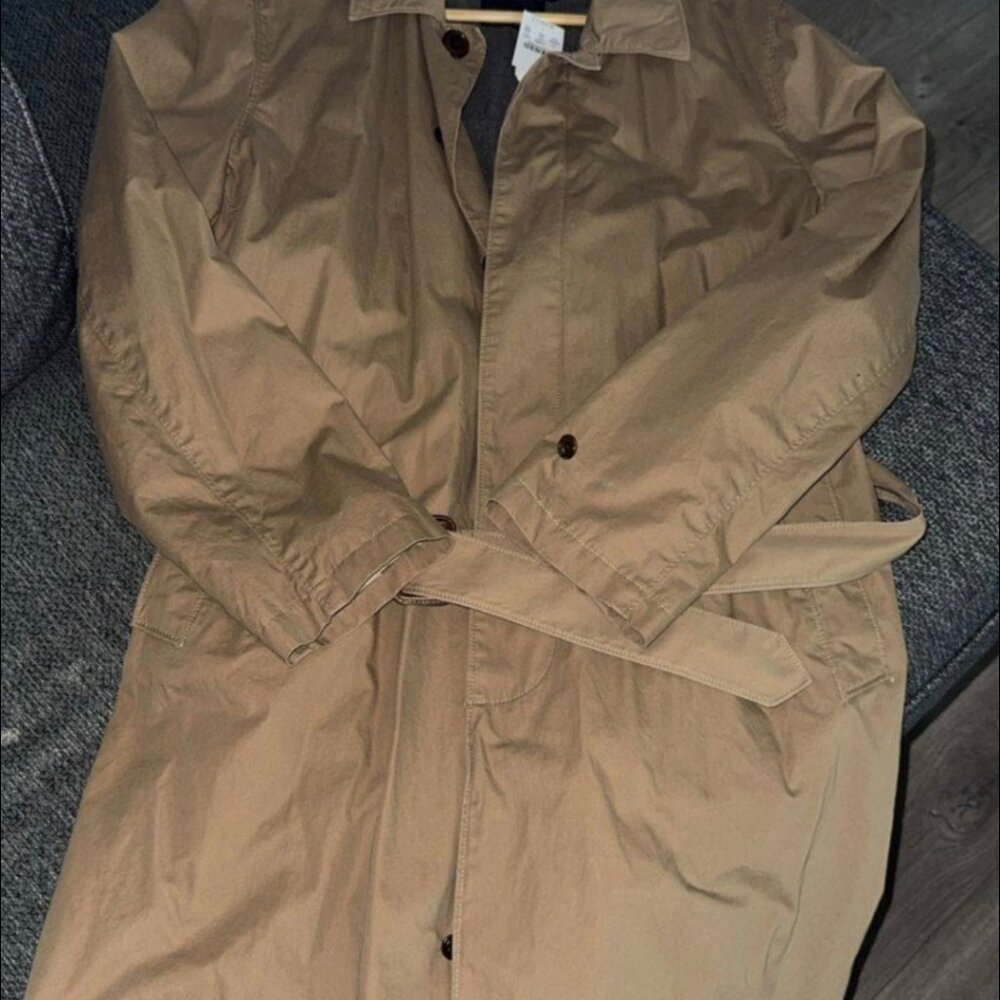 BNWT J Crew Mens Trench Coat Size Large